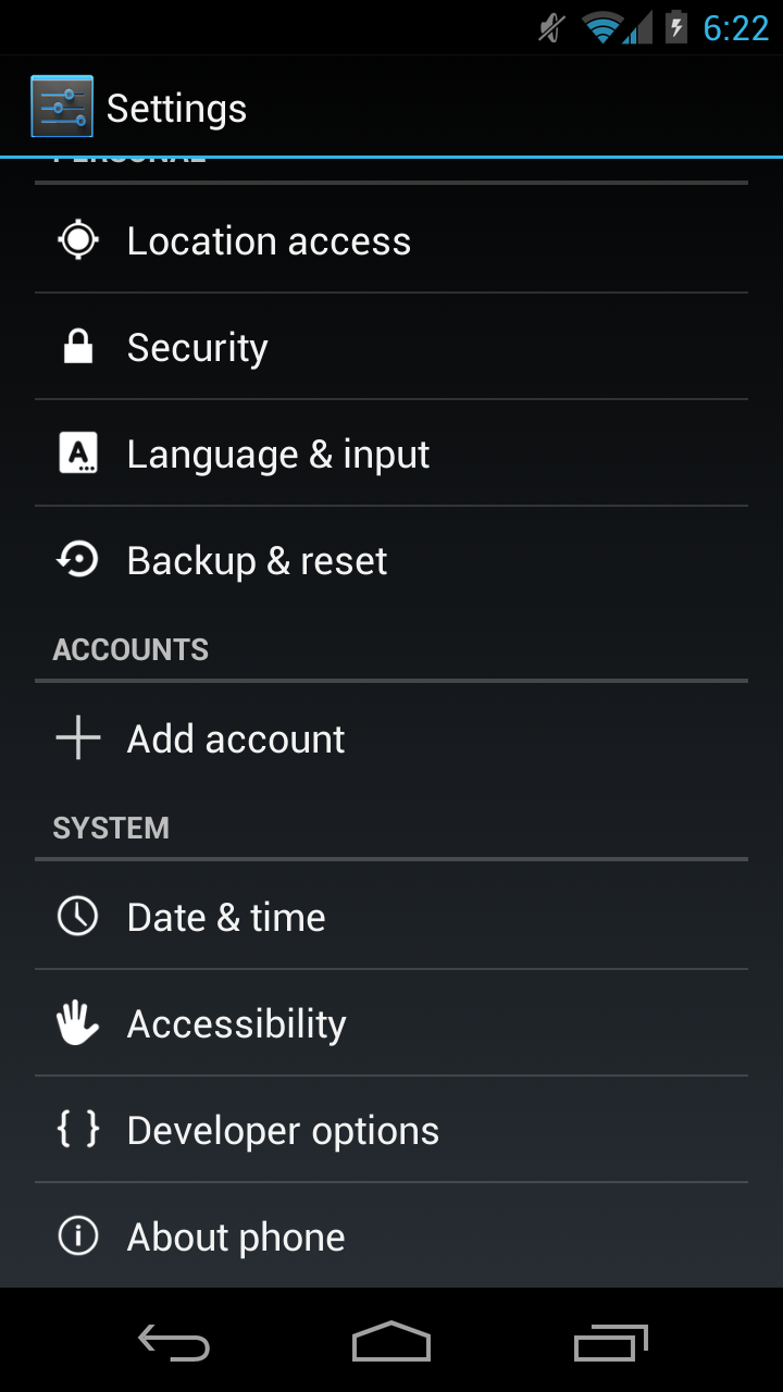 here are the dev options