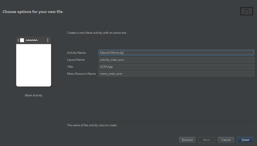android studio activity options