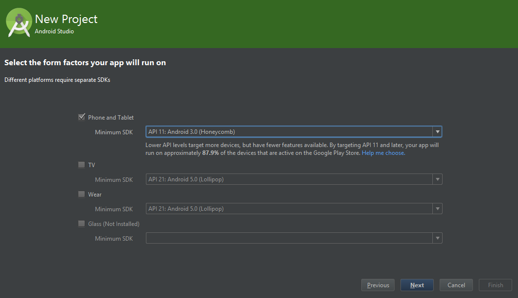 android studio minimum sdk
